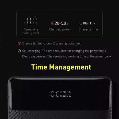 Baseus Blade Digital Display Power Bank 100W 20000 mAh (PPDGL-01) - външна батерия с два USB-A и два USB-C изходи и технология за бързо зареждане (черен) 3