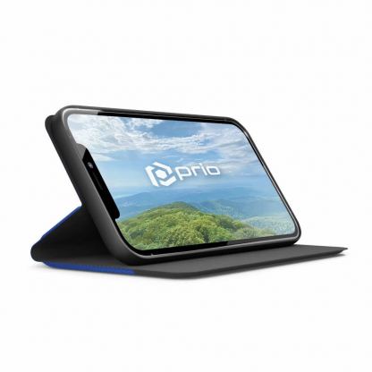 Prio Book Case - кожен калъф с поставка за Samsung Galaxy S22 (черен-син) 2