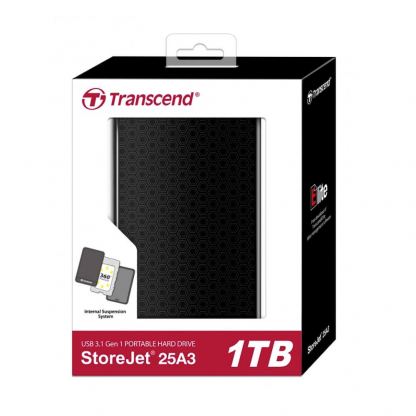 Transcent StoreJet A3 2.5 inch USB 3.2 SATA HDD 1TB Portable Hard Drive - удароустойчив външен 2.5 инчов хард диск 1TB (черен) 4