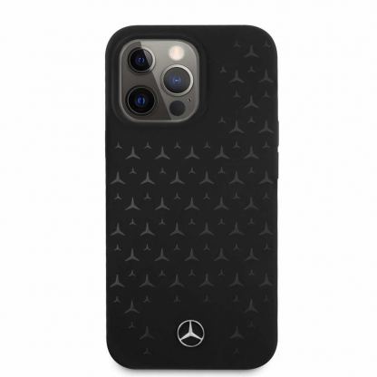 Mercedes-Benz Liquid Silicone Case - дизайнерски силиконов кейс за iPhone 13 Pro (черен) 6