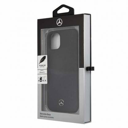 Mercedes-Benz Liquid Silicone Case - дизайнерски силиконов кейс за iPhone 13 (черен) 2