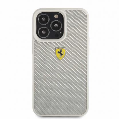 Ferrari Real Carbon Hard Case - хибриден удароустойчив кейс с карбоново покритие за iPhone 13 Pro (сребрист) 6