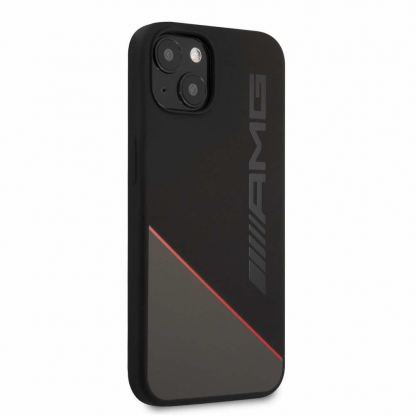 AMG Liquid Silicone Case - дизайнерски силиконов кейс за iPhone 13 (черен-червен) 5