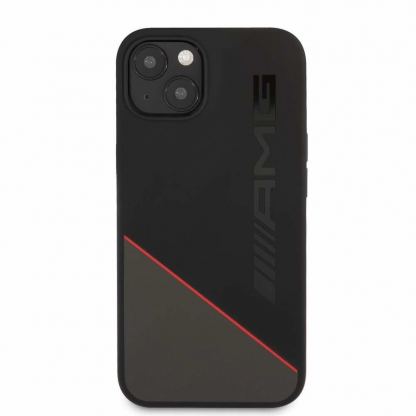 AMG Liquid Silicone Case - дизайнерски силиконов кейс за iPhone 13 (черен-червен) 6