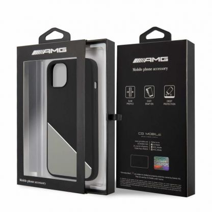 AMG Liquid Silicone Case - дизайнерски силиконов кейс за iPhone 13 (черен-сив) 2