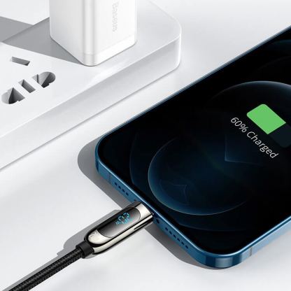 Baseus Digital Display USB-C to Lightning Cable PD 20W (CATLSK-01) - USB-C към Lightning кабел за Apple устройства с Lightning порт (100 см) (черен) 15