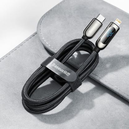 Baseus Digital Display USB-C to Lightning Cable PD 20W (CATLSK-01) - USB-C към Lightning кабел за Apple устройства с Lightning порт (100 см) (черен) 17
