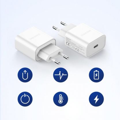 Dux Ducis Wall Charger USB-C 20W PD - захранване за ел. мрежа 20W с USB-C изход и технология за бързо зареждане (бял) 9