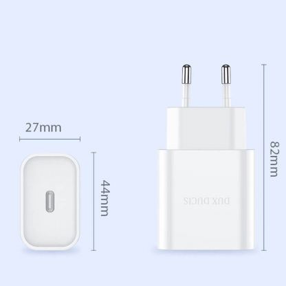 Dux Ducis Wall Charger USB-C 20W PD - захранване за ел. мрежа 20W с USB-C изход и технология за бързо зареждане (бял) 16