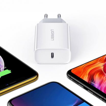 Ugreen Wall Charger USB-C 20W PD - захранване за ел. мрежа 20W с USB-C изход и технология за бързо зареждане (бял) 15