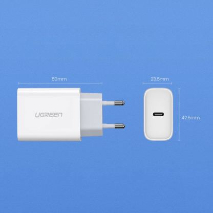 Ugreen Wall Charger USB-C 20W PD - захранване за ел. мрежа 20W с USB-C изход и технология за бързо зареждане (бял) 17