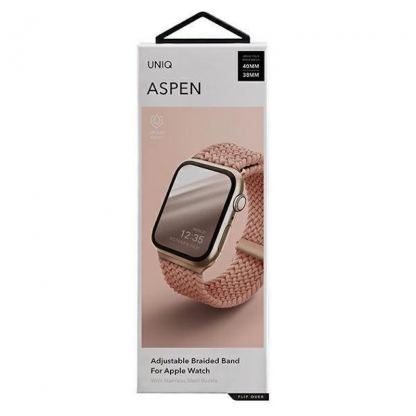 Uniq Aspen Adjustable Braided Band  - текстилна каишка за Apple Watch 42мм, 44мм, 45мм (розов) 8