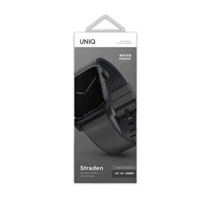 Uniq Straden Leather Hybrid Strap - хибридна каишка за Apple Watch 42мм, 44мм, 45мм (сив) 3