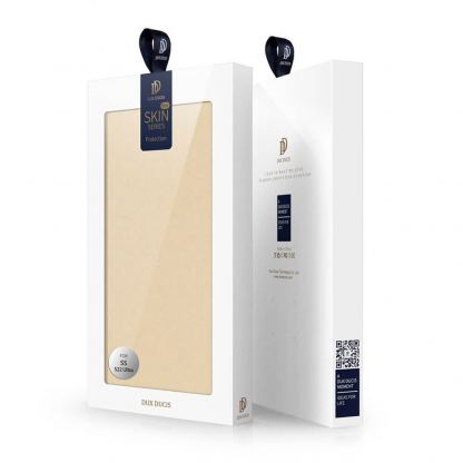 Dux Ducis Skin Pro Case - кожен калъф с поставка и отделение за кр. карти за Samsung Galaxy S22 Ultra (златист) 5