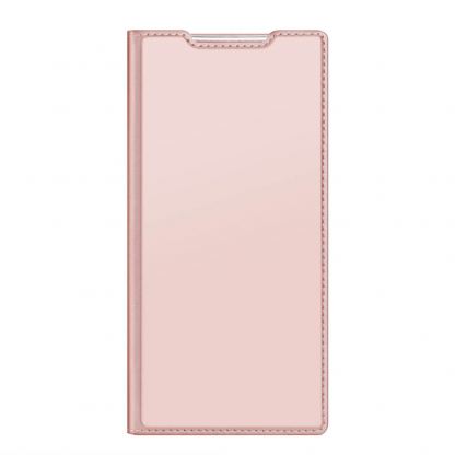 Dux Ducis Skin Pro Case - кожен калъф с поставка и отделение за кр. карти за Samsung Galaxy S22 Ultra (розов) 10