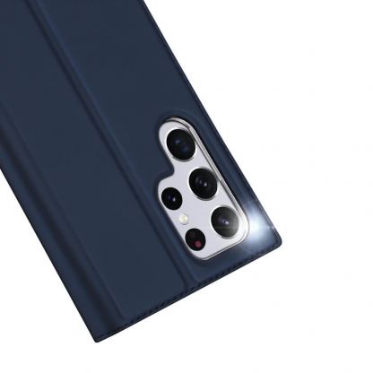 Dux Ducis Skin Pro Case - кожен калъф с поставка и отделение за кр. карти за Samsung Galaxy S22 Ultra (син) 3