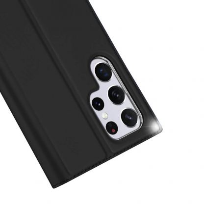 Dux Ducis Skin Pro Case - кожен калъф с поставка и отделение за кр. карти за Samsung Galaxy S22 Ultra (черен) 3