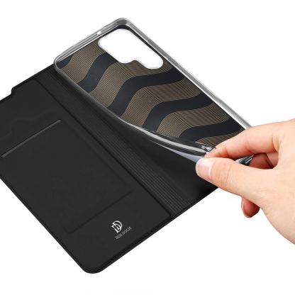 Dux Ducis Skin Pro Case - кожен калъф с поставка и отделение за кр. карти за Samsung Galaxy S22 Ultra (черен) 7