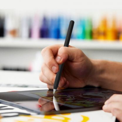 Stoyobe Silicone Pencil Sleeve Set - комплект силиконов калъф за Apple Pencil 2 (бял-черен) (2 броя) 3