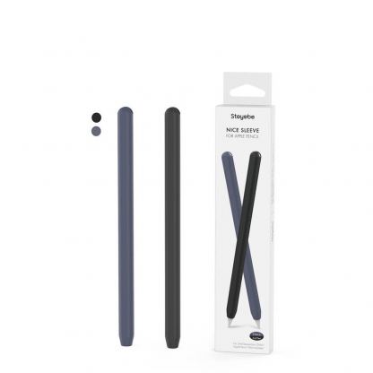 Stoyobe Silicone Pencil Sleeve Set - комплект силиконов калъф за Apple Pencil 2 (черен-тъмносин) (2 броя) 7
