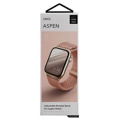Uniq Aspen Adjustable Braided Band  - текстилна каишка за Apple Watch 38мм, 40мм, 41мм (розов) 2
