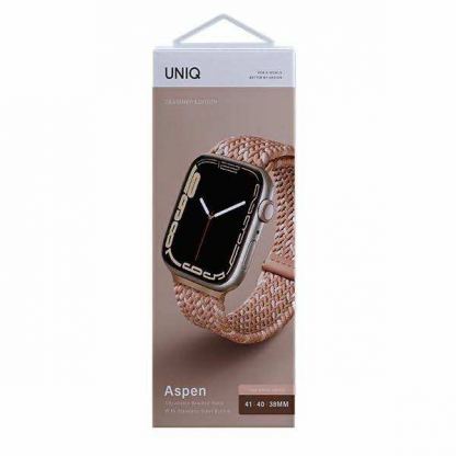 Uniq Aspen Adjustable Braided Band  - текстилна каишка за Apple Watch 38мм, 40мм, 41мм (светлорозов) 3