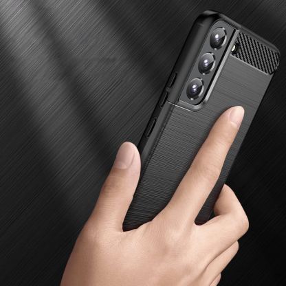 Carbon Soft Silicone TPU Protective Case - силиконов (TPU) калъф за Samsung Galaxy S22 Plus (черен) 5