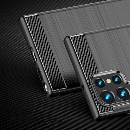 Carbon Soft Silicone TPU Protective Case - силиконов (TPU) калъф за Samsung Galaxy S22 Ultra (черен) 4