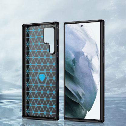 Carbon Soft Silicone TPU Protective Case - силиконов (TPU) калъф за Samsung Galaxy S22 Ultra (черен) 6