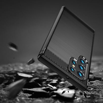 Carbon Soft Silicone TPU Protective Case - силиконов (TPU) калъф за Samsung Galaxy S22 Ultra (черен) 7