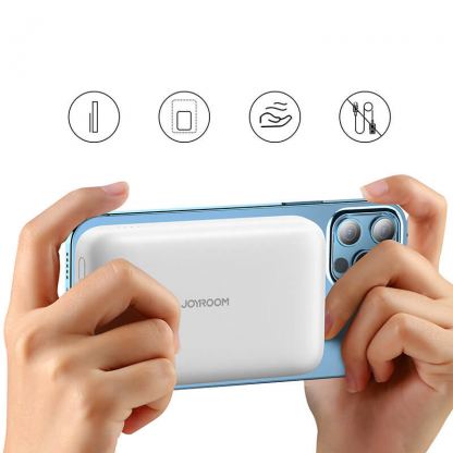Joyroom Mini Magnetic Wireless Quick Charging Power Bank 10000 mAh - преносима външна батерия с безжично зареждане за iPhone с MagSafe (бял) 2