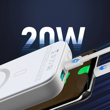 Joyroom Mini Magnetic Wireless Quick Charging Power Bank 10000 mAh - преносима външна батерия с безжично зареждане за iPhone с MagSafe (бял) 4