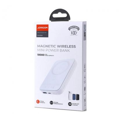 Joyroom Mini Magnetic Wireless Quick Charging Power Bank 10000 mAh - преносима външна батерия с безжично зареждане за iPhone с MagSafe (бял) 5