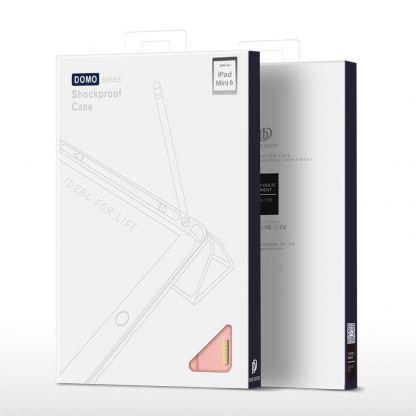 DUX DUCIS Domo Tablet Case - полиуретанов кейс с поставка и отделение за Apple Pencil 2 за iPad mini 6 (2021) (розов) 5