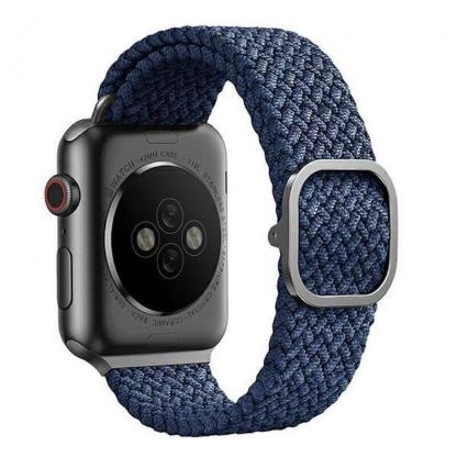 Uniq Aspen Adjustable Braided Band  - текстилна каишка за Apple Watch 42мм, 44мм, 45мм (тъмносин) 3