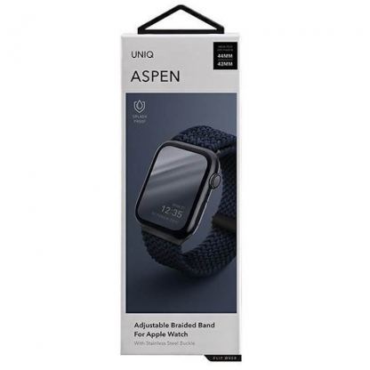 Uniq Aspen Adjustable Braided Band  - текстилна каишка за Apple Watch 42мм, 44мм, 45мм (тъмносин) 10