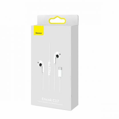 Baseus Encok C17 In-Ear USB-C Stereo Headphones (NGCR010002) - слушалки с USB-C кабел, управление на звука и микрофон (бял) 6