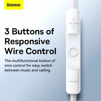 Baseus Encok C17 In-Ear USB-C Stereo Headphones (NGCR010002) - слушалки с USB-C кабел, управление на звука и микрофон (бял) 16