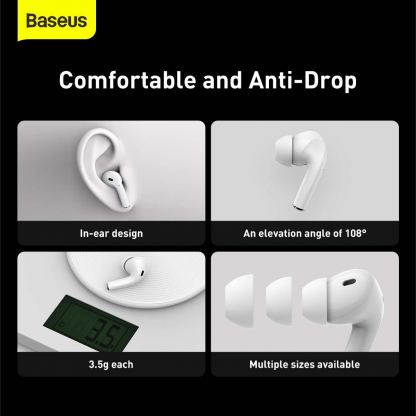 Baseus Encok W3 TWS In-Ear Bluetooth Earphones - безжични блутут слушалки със зареждащ кейс (бял) 18