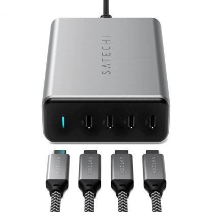 Satechi 165W USB-C PD Compact GaN Charger - захранване за ел. мрежа с технология за бързо зареждане и 4xUSB-C PD изхода (сив) 3