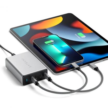 Satechi 165W USB-C PD Compact GaN Charger - захранване за ел. мрежа с технология за бързо зареждане и 4xUSB-C PD изхода (сив) 6