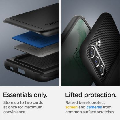 Spigen Slim Armor CS Case - хибриден кейс с отделение за кр. карти и най-висока степен на защита за Samsung Galaxy S22 Plus (черен) 16