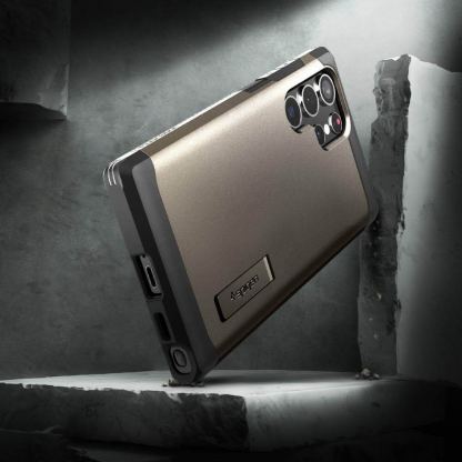 Spigen Tough Armor Case - хибриден кейс с най-висока степен на защита за Samsung Galaxy S22 Ultra (сив) 11