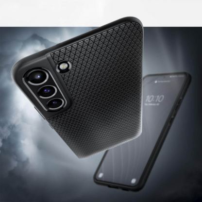 Spigen Liquid Air Case - силиконов (TPU) калъф с висока степен на защита за Samsung Galaxy S22 (черен) 10