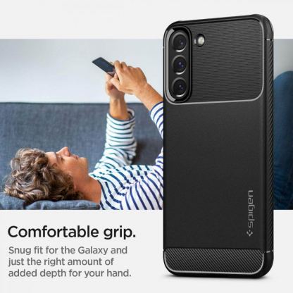 Spigen Rugged Armor Case - тънък качествен силиконов (TPU) калъф за Samsung Galaxy S22 (черен) 10