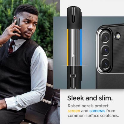 Spigen Rugged Armor Case - тънък качествен силиконов (TPU) калъф за Samsung Galaxy S22 (черен) 12