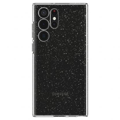 Spigen Liquid Crystal Glitter Case - тънък качествен силиконов (TPU) калъф за Samsung Galaxy S22 Ultra (прозрачен)  2
