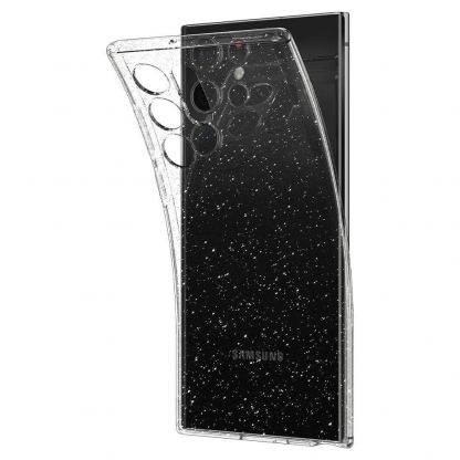 Spigen Liquid Crystal Glitter Case - тънък качествен силиконов (TPU) калъф за Samsung Galaxy S22 Ultra (прозрачен)  6