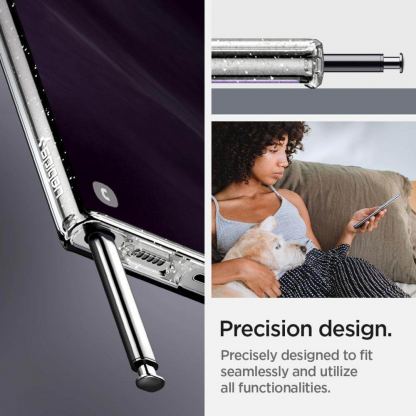 Spigen Liquid Crystal Glitter Case - тънък качествен силиконов (TPU) калъф за Samsung Galaxy S22 Ultra (прозрачен)  12