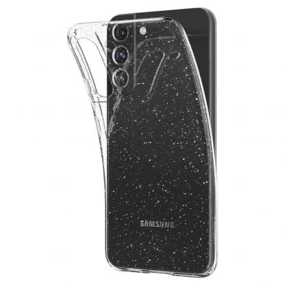 Spigen Liquid Crystal Glitter Case - тънък качествен силиконов (TPU) калъф за Samsung Galaxy S22 (прозрачен)  5